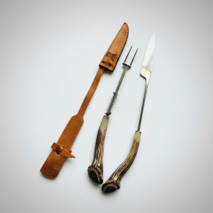 Set Cuchillo Tenedor Expulsor Vaina Artesanal Parrilla Asado Genérico