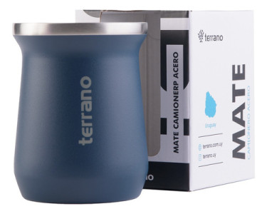 Mate Tradicional Camionero Acero Inox Doble Capa 230 Terrano Azul