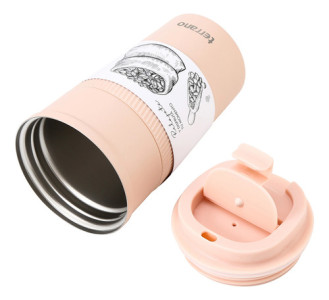 Vaso Térmico Acero Inox Terrano 510 Ml Premium Engomado Rosa Lisa