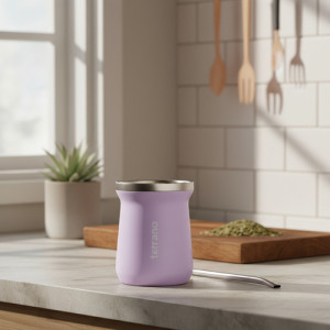 Mate Terrano Chico 160ml Acero Inox Camionero + Bombilla Lila