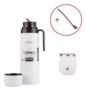 Kit Matero Terrano Termo 1 Litro + Mate Bombilla Acero Inox