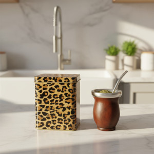 Yerbera Animal Print Acero Inox Mediana Pico Vertedor