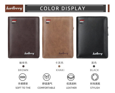 Billetera Vertical Baellerry Caballero Elegante Moderna Marrón Claro Liso