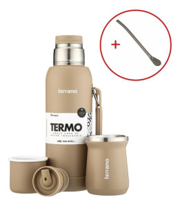 Kit Termo 1l Terrano C/base Silicona Mate Camionero Bombilla Arena