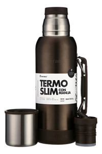 Termo Terrano Slim 750 Con Asa Base Silicona Antiabollones Marron Metalizado
