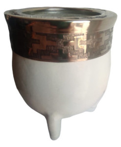 Mate Imperial Alpaca Cuero Blanco Blanco