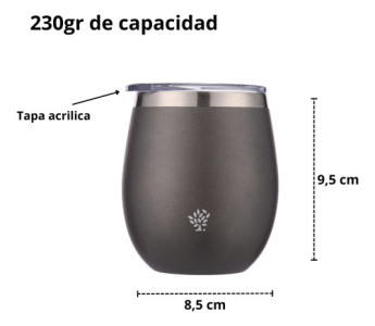 Mate Acero Inoxidable Con Tapa Doble Capa Terrano