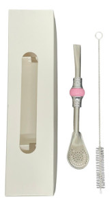 Bombilla Corta Piedra Acero Inox. Moderna Elegante Para Mate Rosa