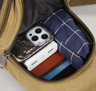 Riñonera Bandolera Cruzada Unisex Morral Con Correa Urbana Marrón Claro