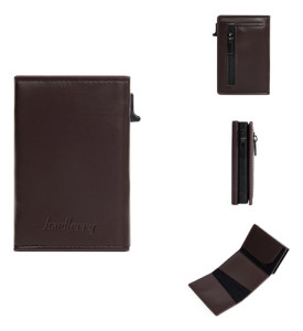 Billetera Tarjetero Baellerry Antirrobo Rfid Compacto Cierre Liso Coffee
