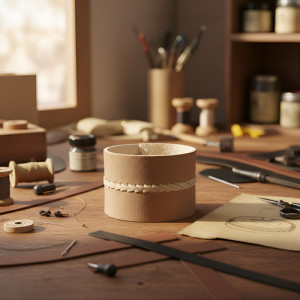 Posa Mate Cuero Crudo Cocido Ajustable Trenzado Al Medio