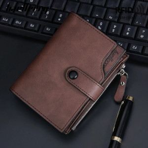 Billetera Tarjetero Rfid Broche Baellerry Porta Tarjetas Liso Coffee