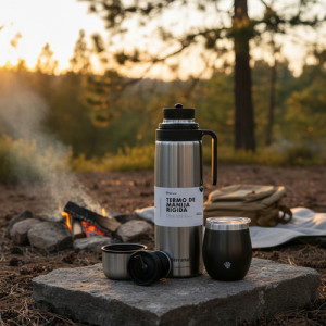 Termo 1lt Terrano Premium Mate Acero Inox + Bombilla Regalo Inox Y Mate C/tapa