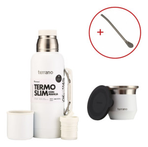 Kit Matero Terrano Termo 750ml C/asa Mate Tapa + Bombilla