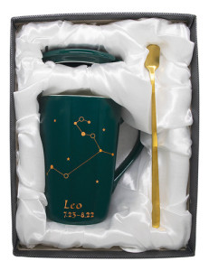 Tazas Signo Zodiaco 12 Signos C/tapa Cuchara Caja Regalo