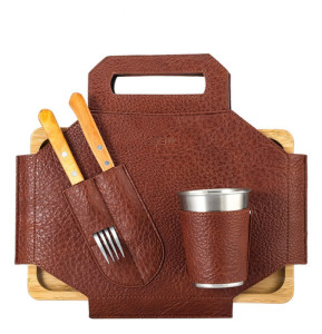 Set De Asado C/ Vaso Tabla Terrano Camping Parrilla