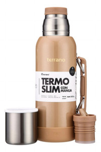 Termo Terrano Slim 750 Con Asa Base Silicona Antiabollones Oro