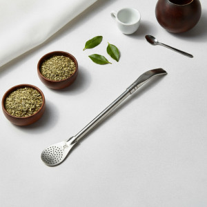 Bombilla Alpaca Pico Loro Curva Premium 20cm + Cepillo