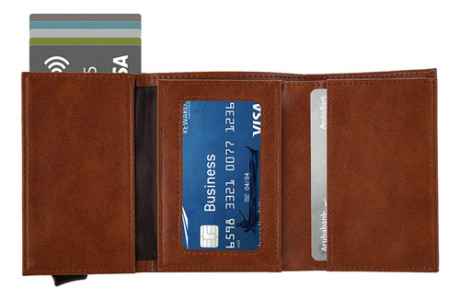 Billetera Tarjetero Rfid Anti Clonación Antirrobo Terrano Marrón Liso