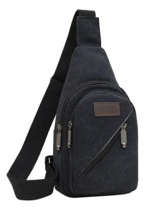 Riñonera Bandolera Cruzada Tela Unisex Urbana Ajustable Negro