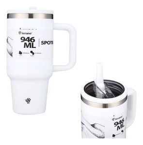 Terrano Spotie Cup Vaso Termico 946 Ml Con Pico Acero Inox Blanco Lisa