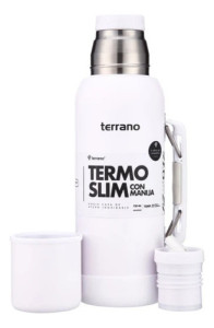 Termo Terrano Slim 750 Con Asa Base Silicona Antiabollones Blanco