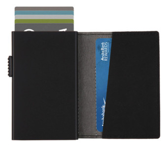 Tarjetero Billetera Rfid Anti Clonación Antirrobo Terrano Negro Liso