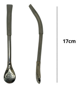 Mate Calabaza Bombilla 17cm Alpaca Posa Mate + Luz Bombilla Pico Loro Lisa