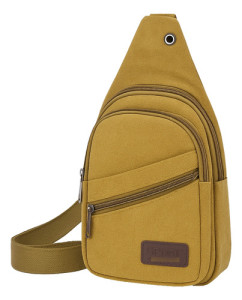 Bandolera Riñonera Cruzada Urbana Casual Lona Resistente Lona Marrón Claro