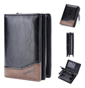 Billetera Baellerry Masculina Símil Cuero Práctica Vertical Negro Liso