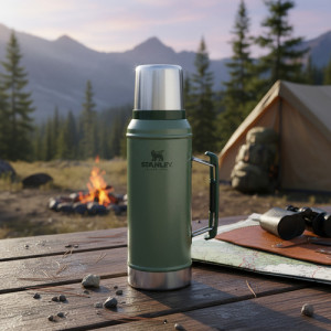 Termo Stanley Clásico 1 It Acero Inox Premium Tapon Cebador Verde Oscuro