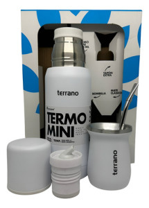 Kit Matero 500ml Terrano X3 Mini Termo Mate Chico Y Bombilla Blanco