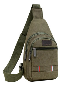 Riñonera Bandolera Cruzada Tela Unisex Urbana Ajustable Verde Musgo