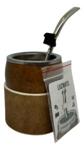 Mate Calabaza Bombilla 17cm Alpaca Posa Mate + Luz Bombilla Pico Loro Cincelada Aro