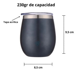 Termo Terrano 1lt Base Silicona Anticaida + Mate + Bombilla Azul Metalizado