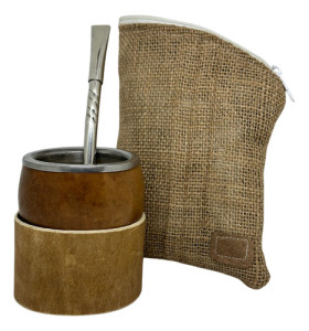 Kit Mate Calabaza Posa Mate Bombillon 18cm Alpaca + Yerbera Mate Boca Chata Bombillon Recto Cincelado