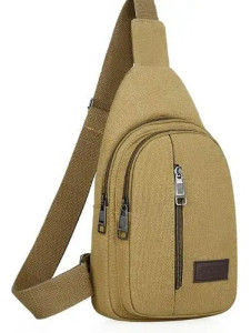 Riñonera Bandolera Cruzada Unisex Morral Con Correa Urbana Marrón Claro