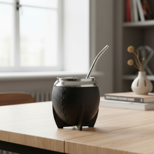 Mate Acero Inoxidable Termico Resistente + Bombilla Regalo Negro