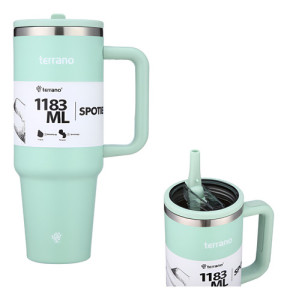 Vaso Termico Inox Terrano Spotiecup 1183 Ml Con Pico Verde Agua Tritan