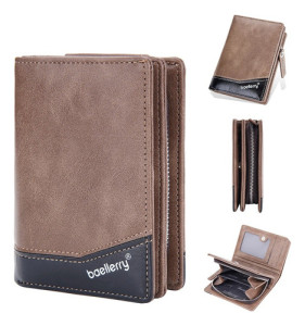 Billetera Baellerry Masculina Símil Cuero Práctica Vertical Marrón Claro Liso