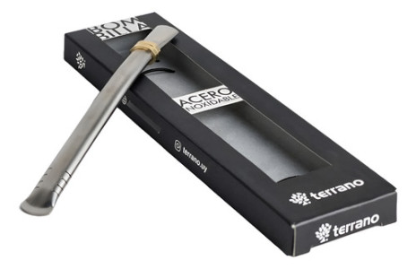 Bombilla Plana De Acero Terrano Para Mates C/tapa Plateado