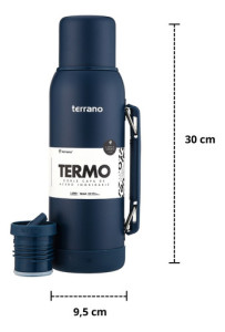 Termo 1lt Terrano Premium Base Silicona Antigolpes Azul