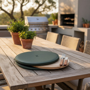 Set Parrilla Redondo Cubiertos Terrano Asado