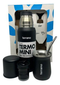 Kit Set Matero Terrano X3 Mini Termo Mate Chico Y Bombilla Negro