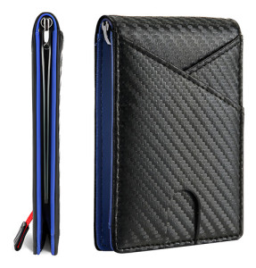 La Mejor Billetera Rfid Antirrobo, Billetera Delgada Para Ho Color Azul Diseño De La Tela Liso