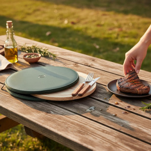 Set Parrilla Redondo Cubiertos Terrano Asado