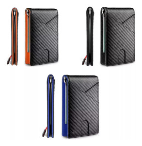 Billetera Antirrobo Rfid, Billetera Delgada Caballero Hombre Azul