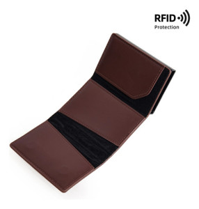Billetera Tarjetero Baellerry Antirrobo Rfid Compacto Cierre Liso Marrón