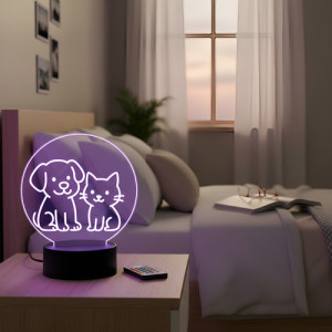 Lampara Luz Led Noche Pizarra Escritura Acrilica Usb  Beige Blanco