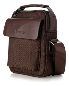 Morral Chico Con Solapa Terrano C/ Correa Unisex Caballero Marrón Lisa Níquel Na